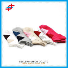 Meias esportivas de tornozelo de argyle personalizadas para meninas / meias de algodão para barco